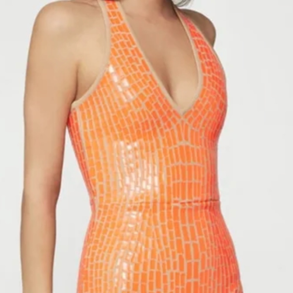 NEW BCBGMaxAzria Gemma Bodycon Dress in Papaya Dress, XXS, - Picture 3 of 7